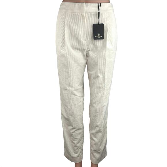 New Mossimo Dutti White Corduroy High Rise Pleated Straight Leg Dress Pants Sz 6 - Picture 1 of 6